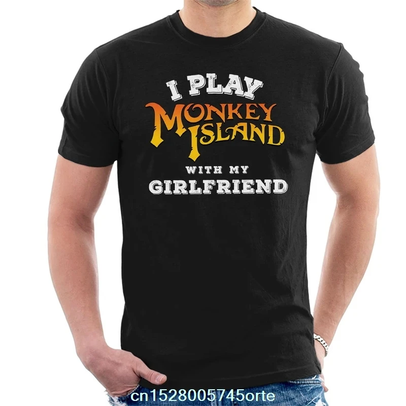 Забавная Футболка с принтом camiseta I Play Monkey Island надписью My Girlfriend Мужская футболка из