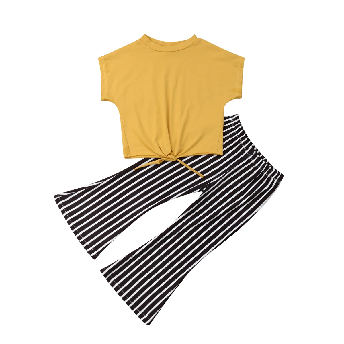 

Toddler Kids Girls Summer Outfits Clothes Loose T-shirt+Striped Pants Set Baby Summer Clothing Girls Clothes 2-7T