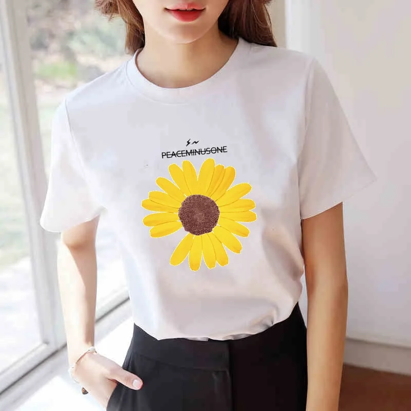 

W28 White short sleeve T-shirt women's loose summer new student solid color base shirt