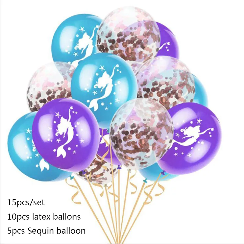 15pcs ballons 3 шт Русалочка хвост бумажный мешок детский душ вечерние экологически чистые крафт бумажный подарочный пакет мешок для русалки тема вечерние поставки - Цвет: 15pcs ballons