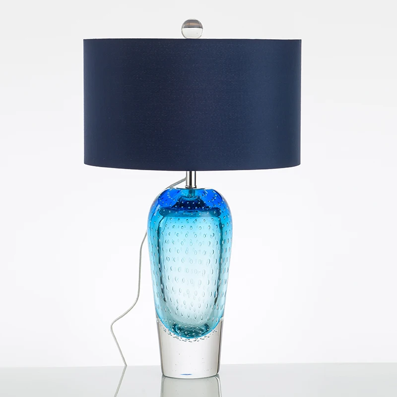 Postmodern Art Deco Blue Iron Glass Fabric LED Lamp.LED Light.Table Lamp.Desk Desk Lamp For Bedroom | Освещение
