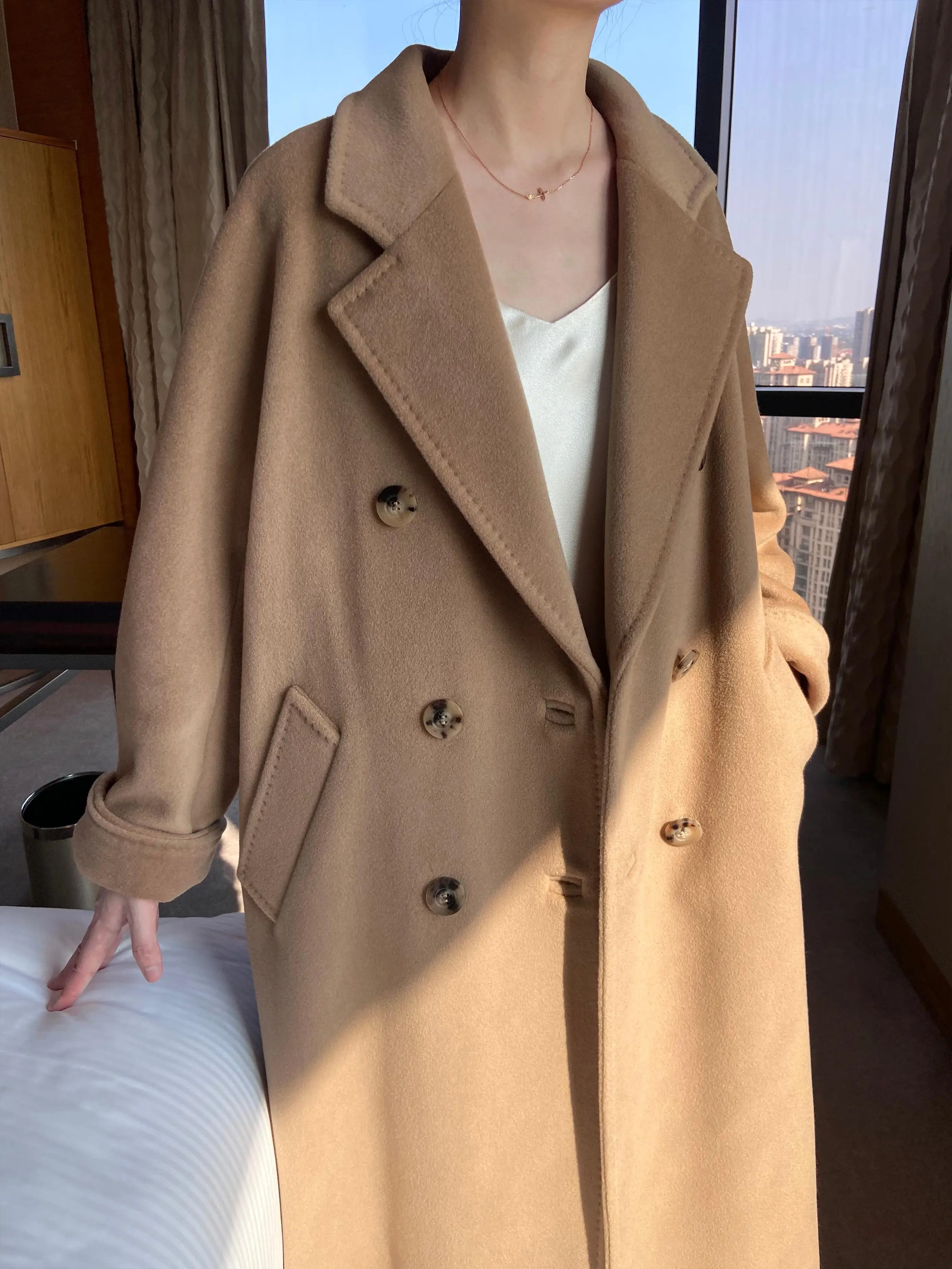 Classic double-sided cashmere coat women's mid-length style 2021 autumn and winter new high-end woolen coat