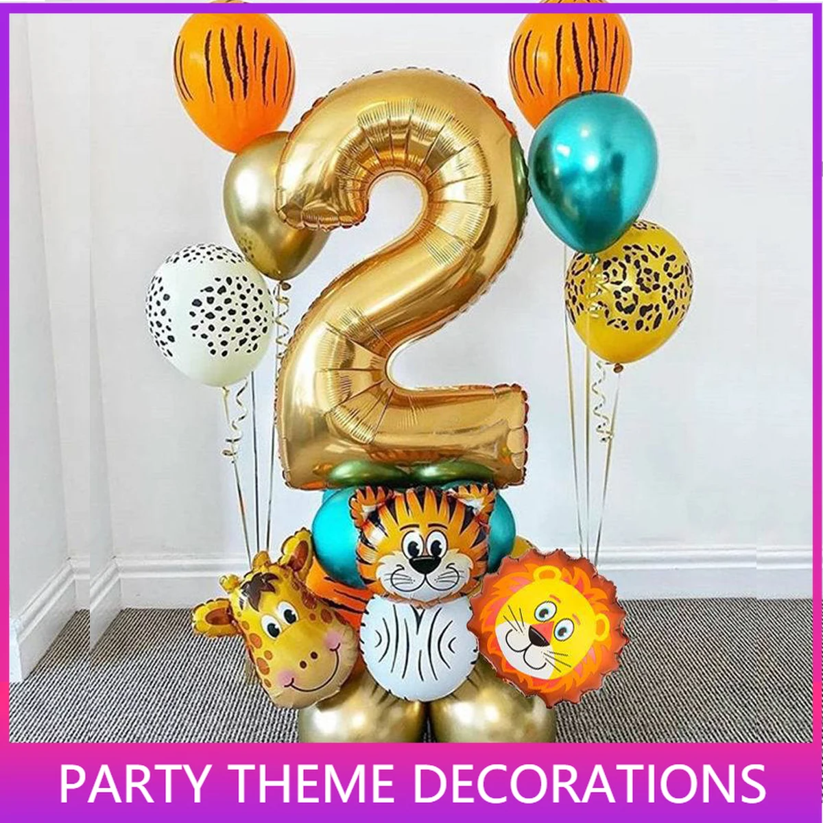 

18pcs Jungle Animal Balloons Set Chrome Metallic Latex Balloon 32inch Gold Number Globos Kids Birthday Party Baby Shower Decor