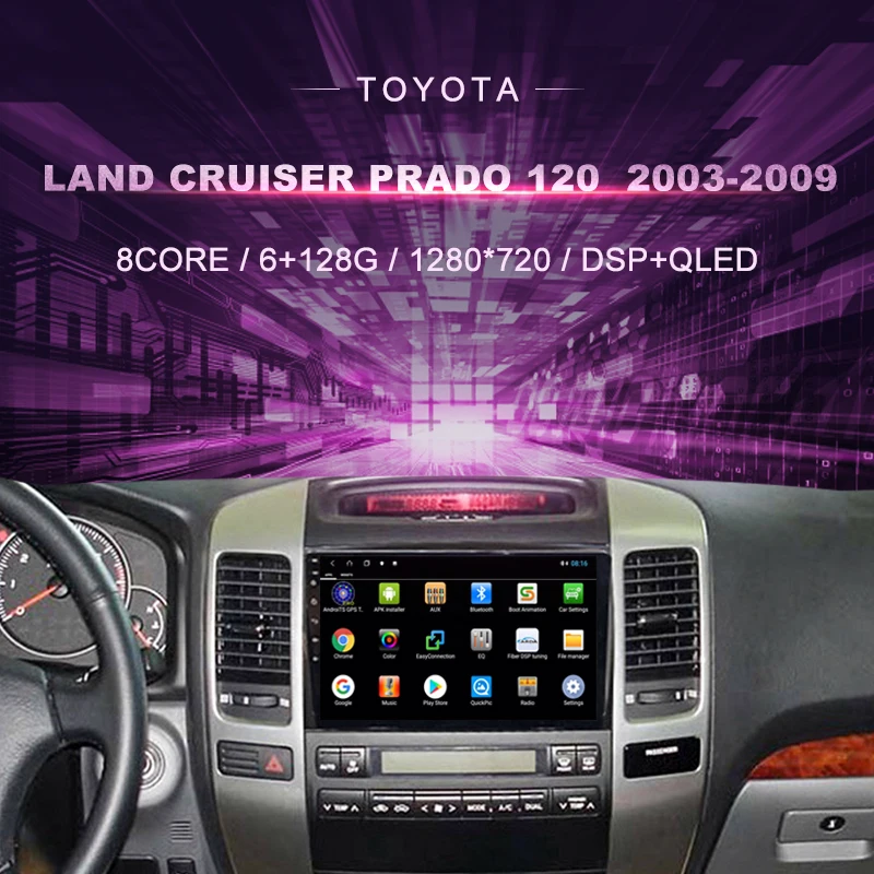 

Car DVD For Toyota Land Cruiser Prado 120 （2003-2009）Car Radio Multimedia Video Player Navigation GPS Android9 Double Din