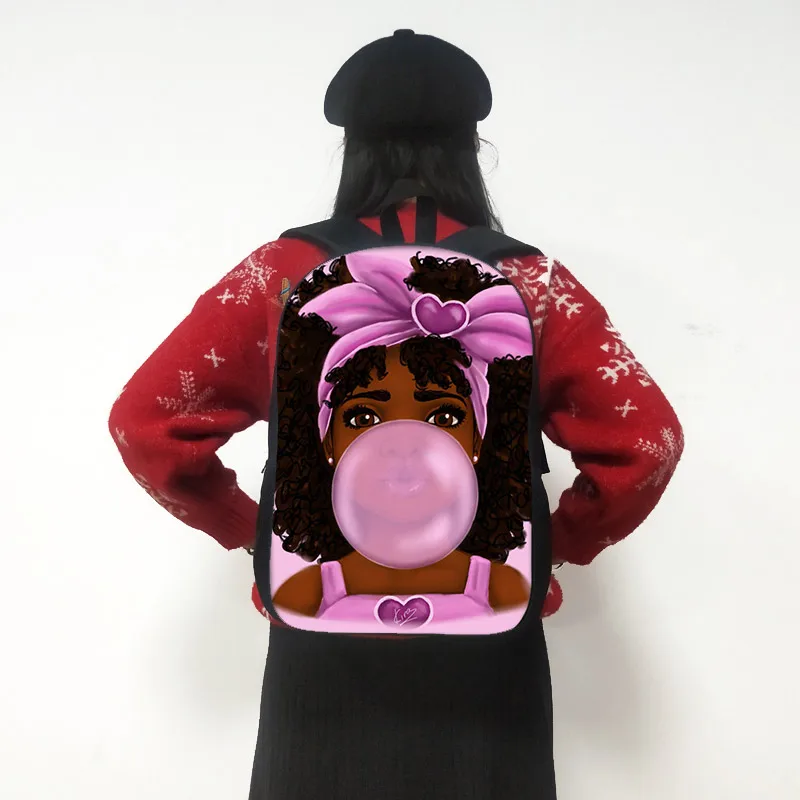 

Afro Girl Princess with Crown Backpack Children School Bags for Teenager Daypack American Africa Black Girls Book Bag Schoolbag