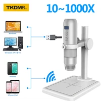 tkdmr 1000x zoom wifi portable hd children professional electronic digital usb microscope 8 led for cell phone pc coin soldering