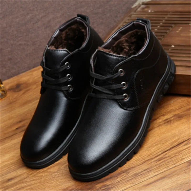 Мужские кожаные ботинки на меху черные или коричневые ботильоны шнуровке с