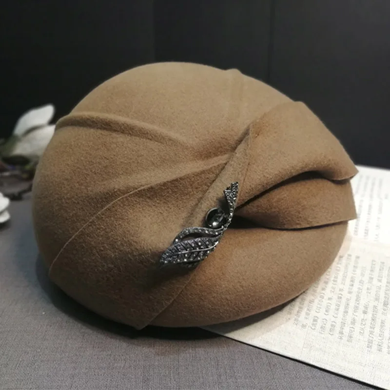 Новинка, австралийские шерстяные женские шапки, Теплые Зимние береты, шапки бини, стразы, украшение для церкви, свадебное платье, женская шапка, 9 цветов