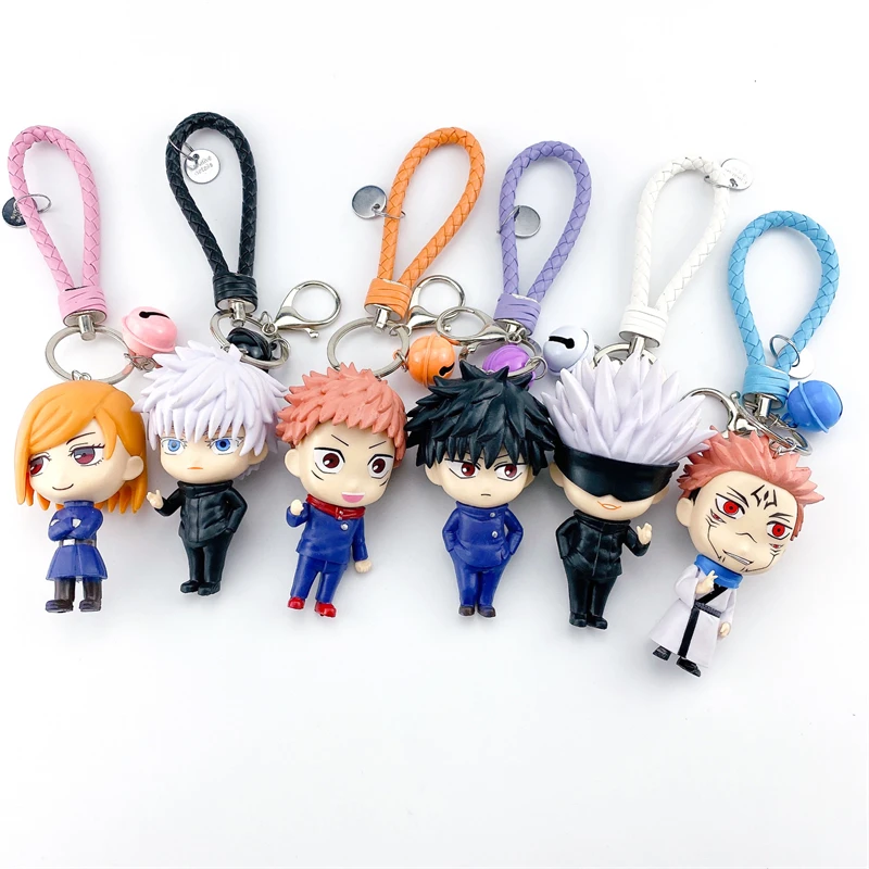 

6Pcs 3D Anime Keychain Jujutsu Kaisen Cartoon Character Gojo Satoru Gift For Boy Girl Bag Pendant A Set Key Chains Accessories