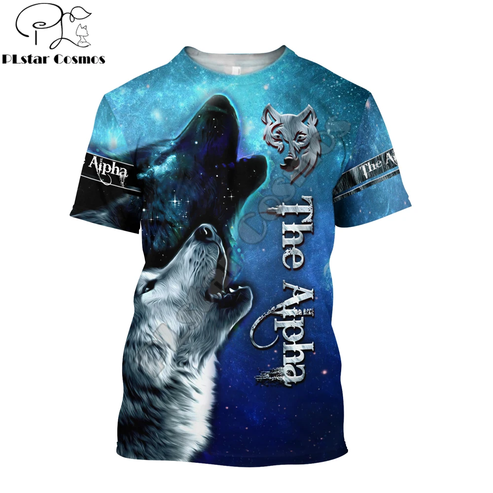 

Летняя мужская футболка 2021, футболка с 3D-принтом красивого волка, звездного 3D принта, повседневные футболки в стиле Харадзюку с коротким рук...