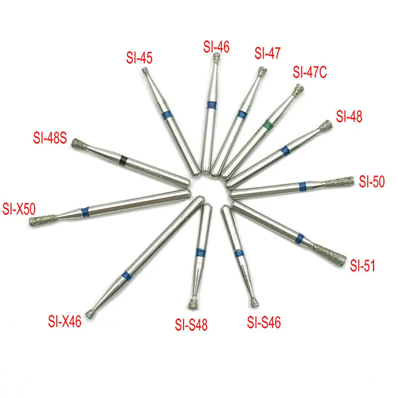 

Алмазные буры Dental SI, буры Dia-Burs для высокоскоростных ручных инструментов FG 1,6 мм, 10 шт./кор.