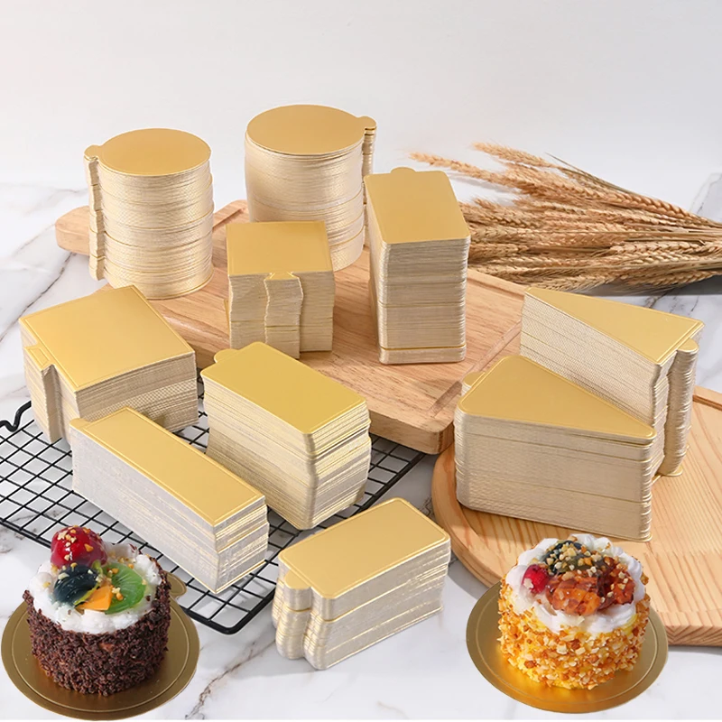 

Meibum Cake Cardboard 100pcs/Set Golden Paper Board Silver Mousse Mat Pastries Dessert Displays Tray Cake Base Decorative Tools