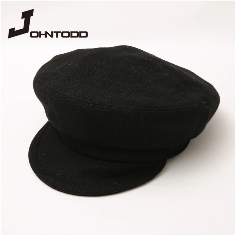 

2021 New fashion High Quality women men autumn Winter Wool Blends hats Solid color Millitary Hats ladies Flat Top Berets caps