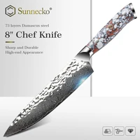 sunnecko 8 chef knife damascus japanese vg10 steel hammer blade kitchen knives jade stone handle sharp meat fruit cutting tools
