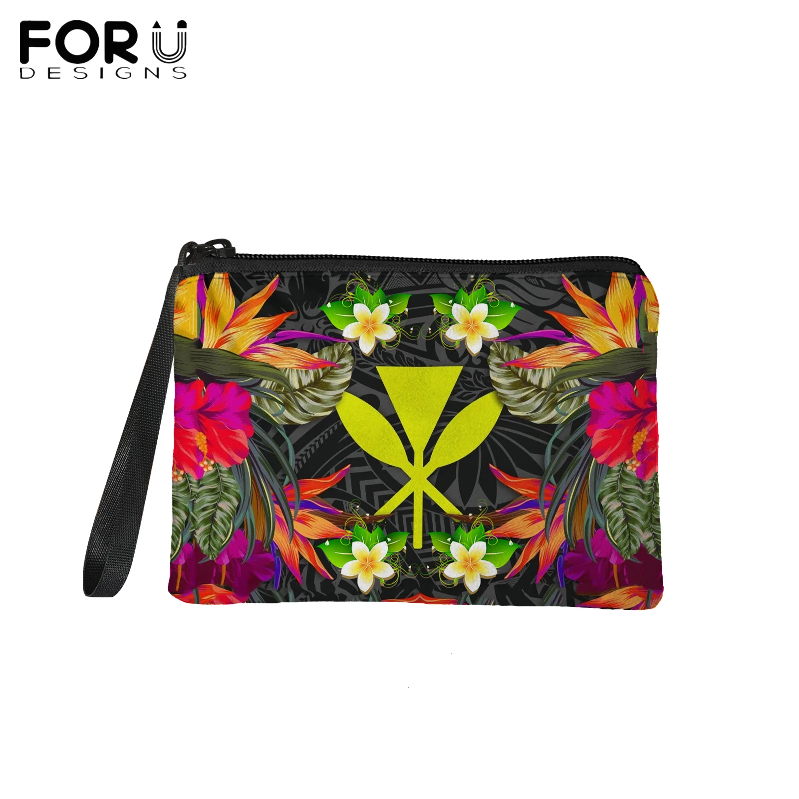 

FORUDESIGNS Гавайский Kanaka Maoli полинезийская Плюмерия с принтом Женский кошелек для монет Портативный тоут сумка для денег Дамский держатель для ...