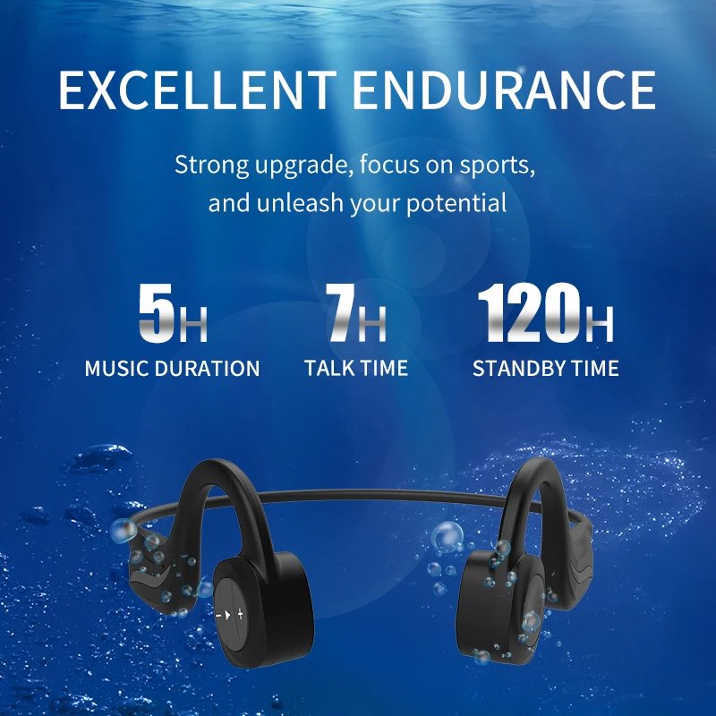 Беспроводной Bluetooth наушник для плавания IPX8 водонепроницаемый класс костной