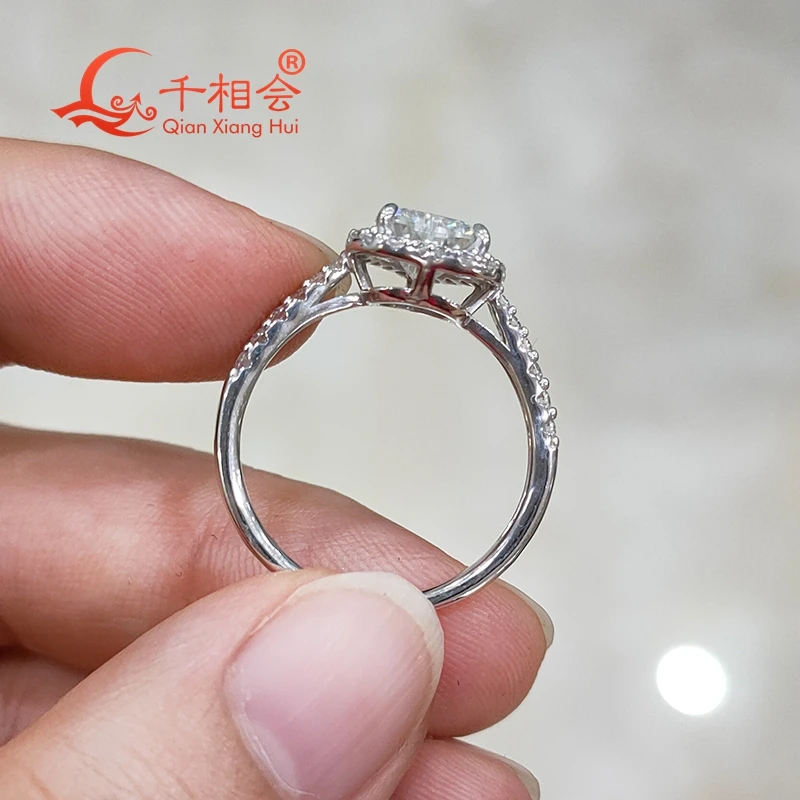 

6.5*6.5mm heart shape white moissanite 925 silver with small moissanite brand Sterling Ring Jewelry Rings Engagement