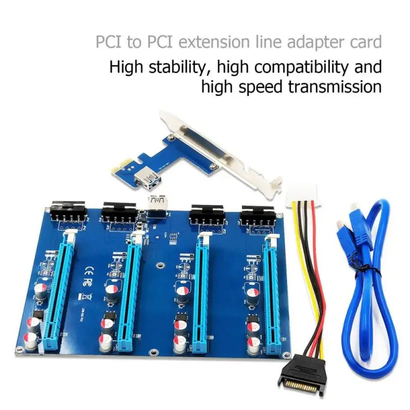 

PCI-E X1 к 4PCI-E X16 адаптер Расширительная карта 1 поворот 4 PCI-Express слот 1x To16x USB 3,0 карта расширения для майнинга PCIe преобразователь