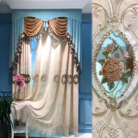 thicken chenille european luxury embroidery curtains windows drapes elegant noble pearl shade curtain for living room