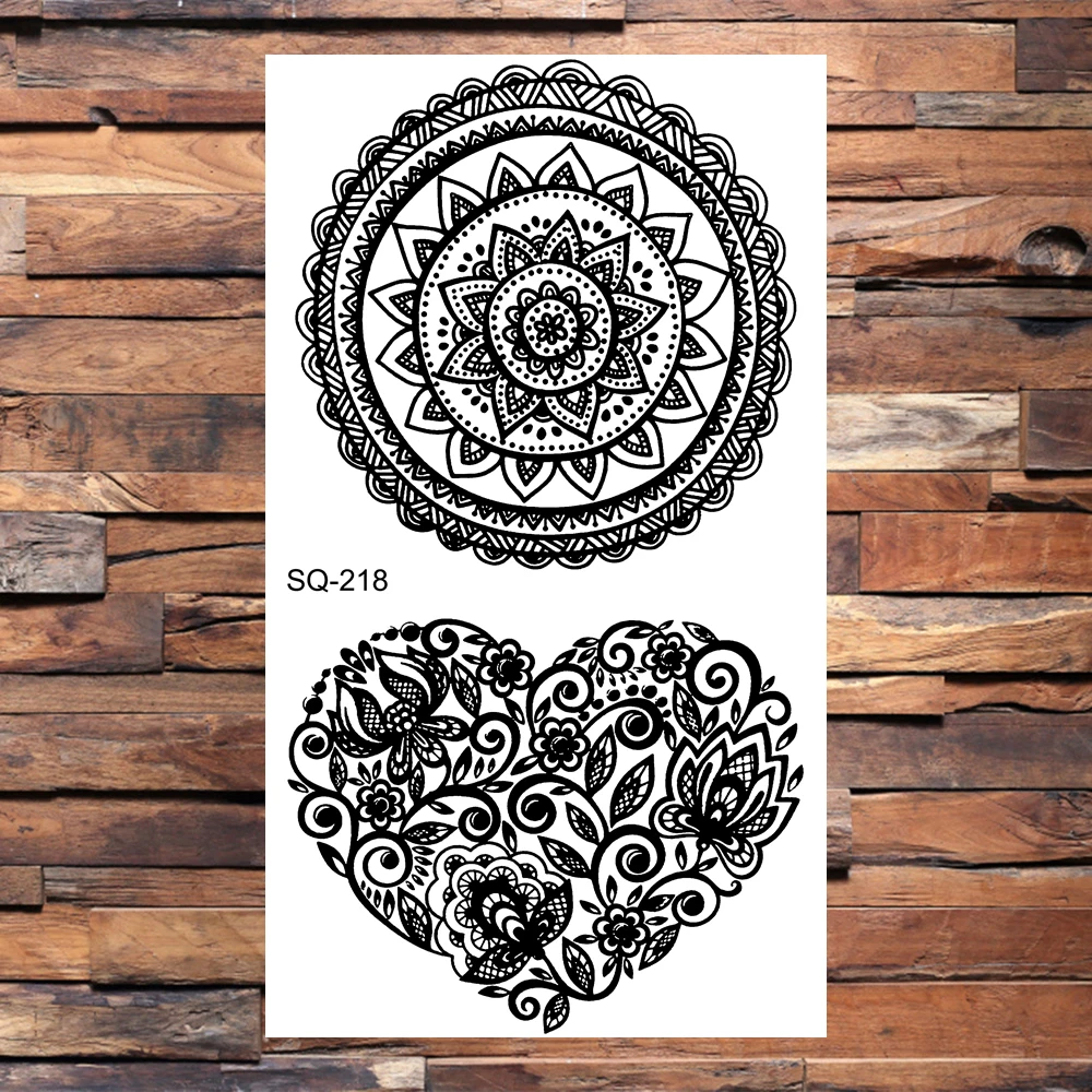 Временные татуировки черные Сплетницы для женщин и мужчин Реалистичная мандала