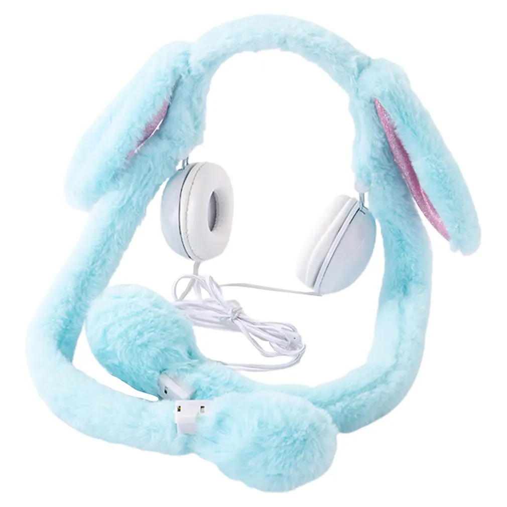 Игровая гарнитура с кроличьими ушами стерео бас шум 3 5 мм проводные наушники