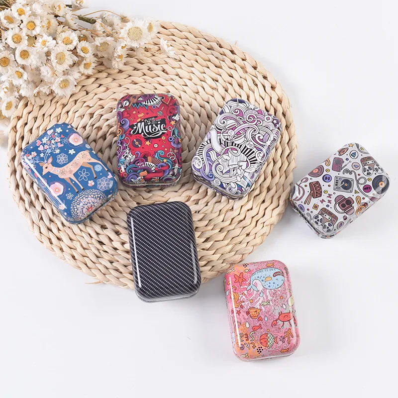 

Tinplate rectangular earphone bag children creative gift storage box 3C digital product data cable packaging box Coin Purse
