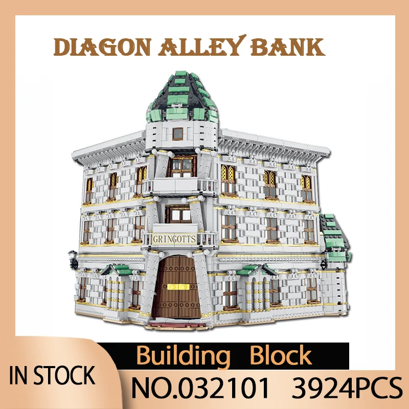 

Movies 032101 Model House Diagon Alley Bank Model MOC Building Block Children Toys For Boys Girls Adults Birthday Christmas Gift