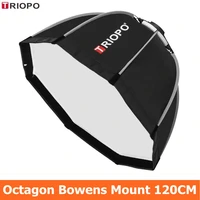 triopo 120cm octagon softbox diffuser reflector wbowens mount light box for photography studio strobe flash light accessories