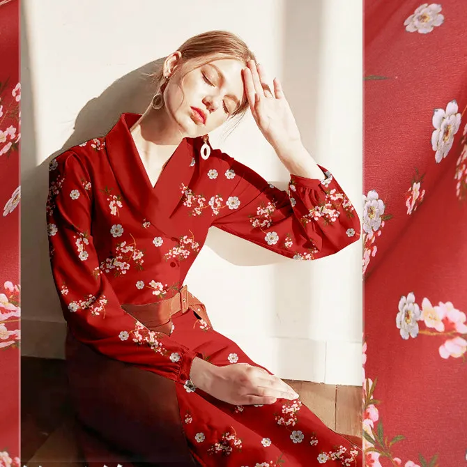 

140cm wide Chinese silk fabric meter digital printing silk crepe de chine fabric 16mm shirt dress fabric wholesale silk cloth