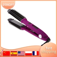 hair straightener flat iron and hair straightener brush 2 in 1ceramic tourmaline with adjustable temp instant heating