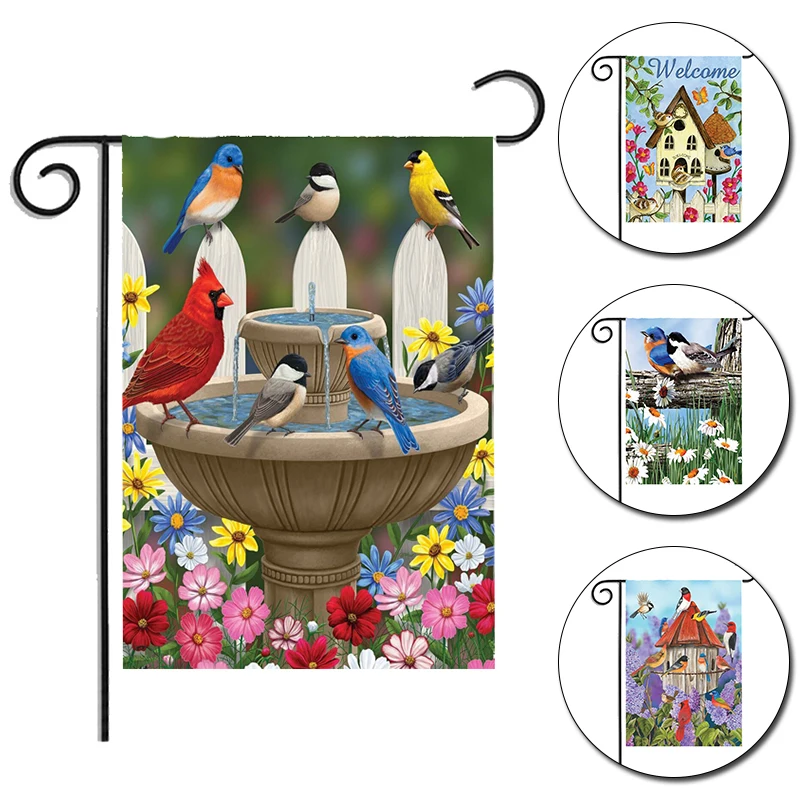Садовые флаги красочные цветы птицы льняные баннеры праздничные DIY фестиваль