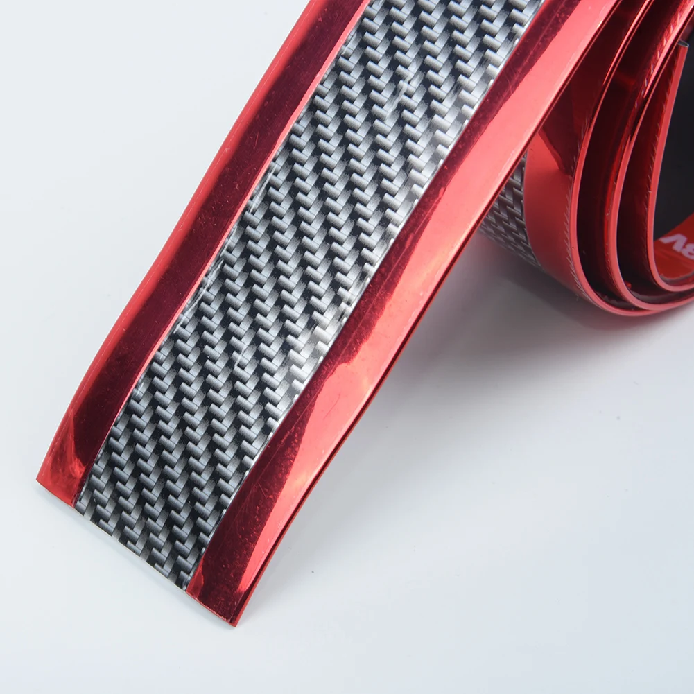 

Mirror Door Sill Protector Strips Side Skirt 1 Roll Anti-scratch Carbon Fiber Front Red