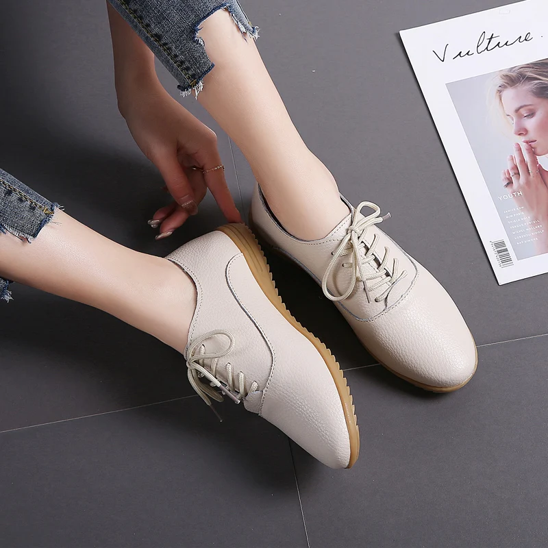Leather white shoes hollow women's single shoes flat bottom women's shoes casual wear shopping shoes leather and cotton style 41