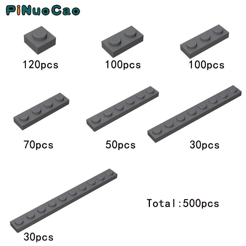

Строительный блок PINUOCAO 500 Φ темно-серый, совместимый с 3024 3023 3623 3710 3666 3460, детали, пластина, творческие детские игрушки