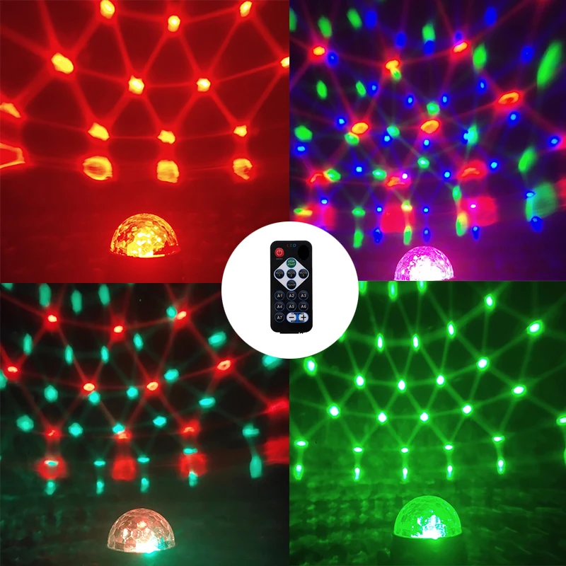 Вращающийся дискошар со звуковой активацией праздничное освещение для диджея