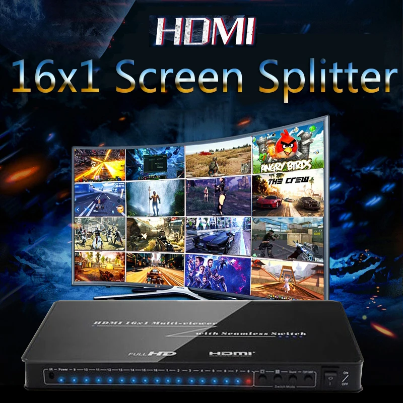 16x1 HDMI мульти зритель экран сплиттер HDMI изображение мультизритель 16 в 1 из 1080P игры HD Дисплей аудио видео конвертер ПК к ТВ