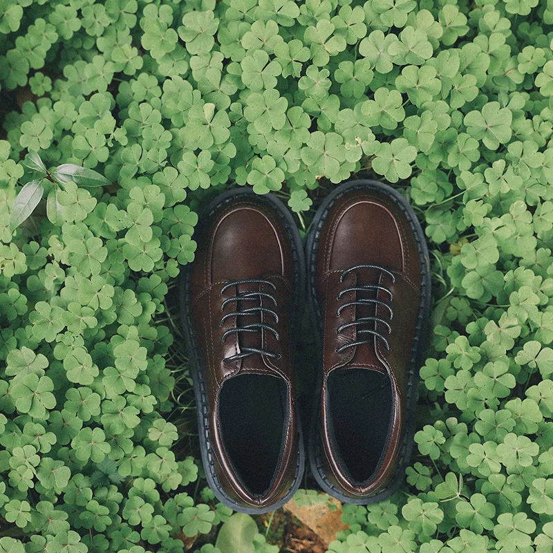 2020 Маленькая кожаная обувь для женщин в стиле ретро лес студенческом Модная