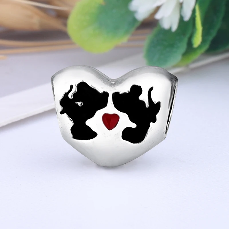 Mickey Minnie Heart Новое оригинальное эмалевое платье принцессы из сплава с бусинами, подвеска с Минни Микки, браслет Пандора, браслет, сделай сам, Женские Ювелирные изделия - Цвет: Mickey Minnie Heart