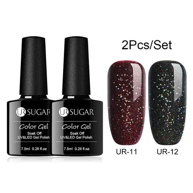 2pcs set29 Ur Sugar 2/4 шт. Розовый Блестящий Гель-лак для ногтей замочить от УФ-светодиодный длительный гель лак для ногтей Лаки маникюрный лак набор украшений - Цвет: 2pcs set29