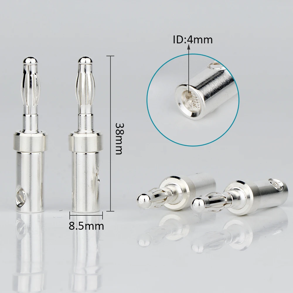 4 шт. без логотипа аудио высококачественный посеребренный штекер типа банан