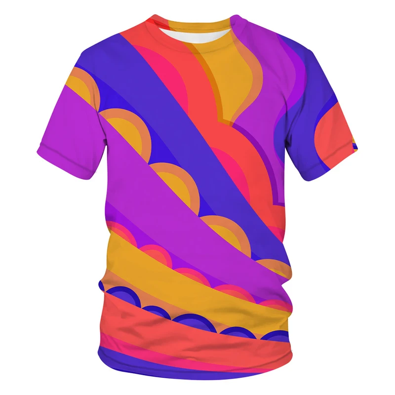 

2021 Hot New Style Abstract pattern clothes kids boys Short Sleeve 3D Rainbow dazzle Tshirt Casual Wearing 3d printing T-shirts