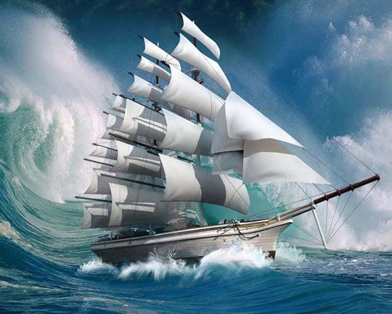 

DIY Square Diamond Painting Ship Scenery Cross Stitch Needlework Boat Diamond Embroidery Home Decoration Diamond NEW Arried