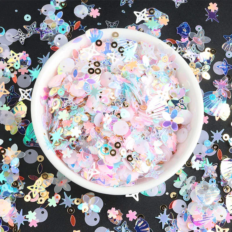 10 г разноцветные хлопья с Блестками Белого розового синего цвета блестки для