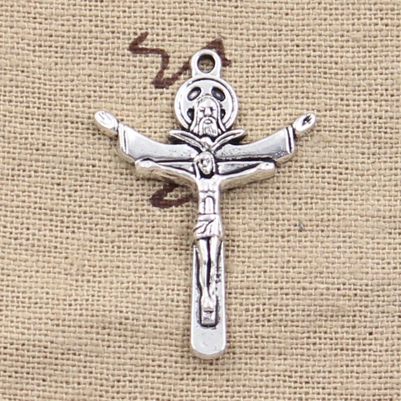 

8pcs Charms cross jesus 34x24mm Antique Silver Color Pendants Making DIY Handmade Tibetan Finding Jewelry