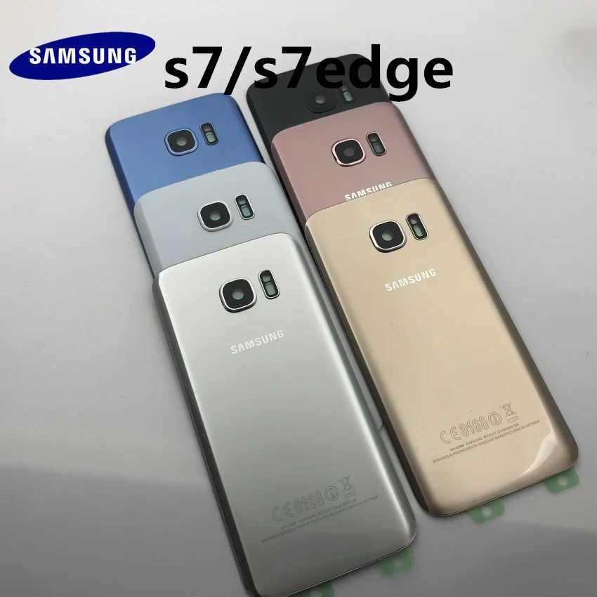 Оригинальное стекло для SAMSUNG Galaxy S7, G930, S7 edge, G935, задняя крышка батареи, задняя крышка, корпус, чехол, Замена+ клейкая наклейка