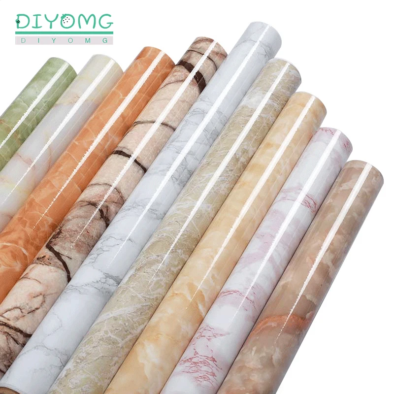 

Living Room PVC Waterproof Marble Wallpaper Self Adhesive Peel And Stick Kitchen Cabinets Desktop Wall Stickers Home Decor Film