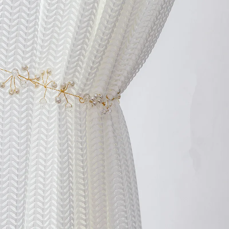 Изящные жаккардовые тюлевые занавески для гостиной роскошные белые прозрачные