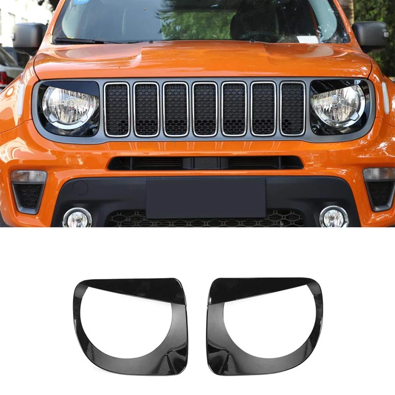Headlight Cover Front Head Light Lamp Trim Angry Bird Protector for Jeep Renegade 2019 2Pcs Black | Автомобили и мотоциклы
