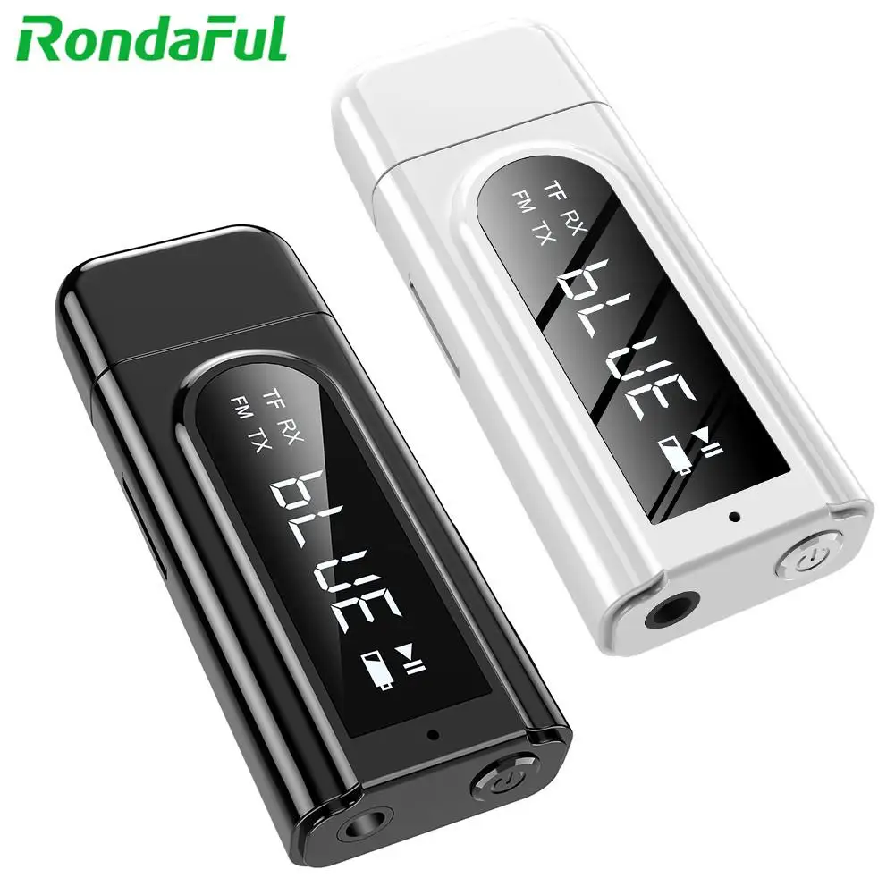 2 в 1 Автомобильный приемник Bluetooth 5 0 светодиодный передатчик Aux FM модулятор