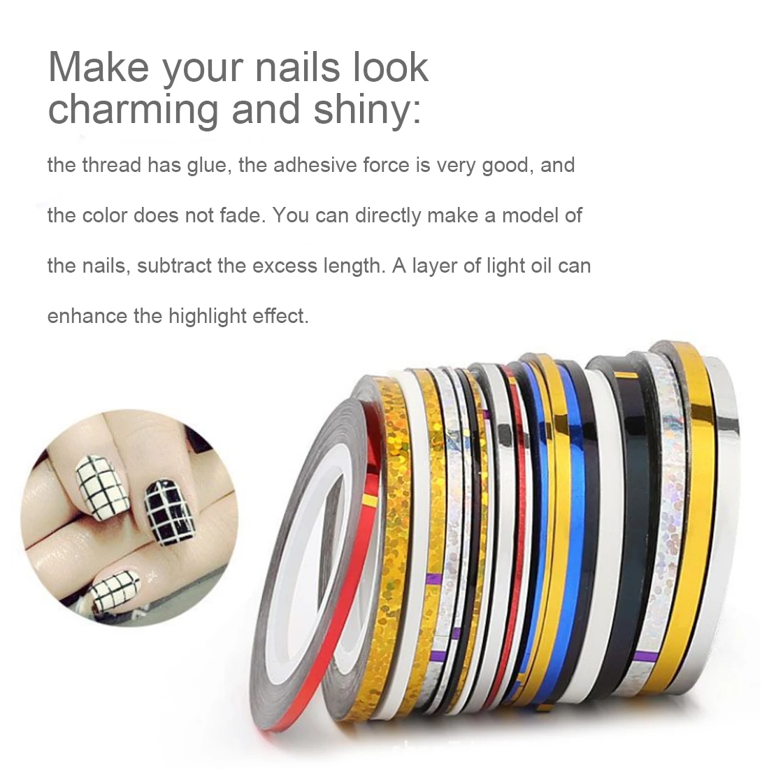 Горячая продажа 1 мм рулон чередование линии для украшения ногтей стикер Клейкая